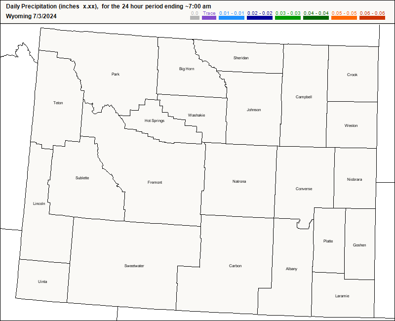 CoCoRaHS Map for Wyoming
